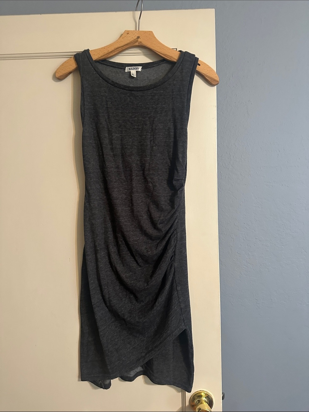 Tildon Dark Gray Sleeveless Ruched Midi Dress